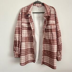 Workshop Republic Plaid Shirt Jacket Snap Button Soft Suede Shacket Size XL